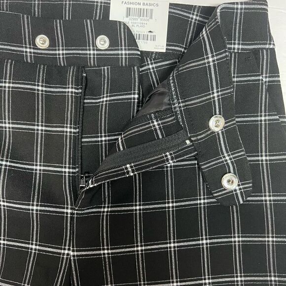 INC International Concepts Pants Black White Plaid Mid Rise Straight Leg Size 4 - Picture 9 of 13